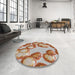 Round Machine Washable Transitional Red Rug in a Office, wshpat3155