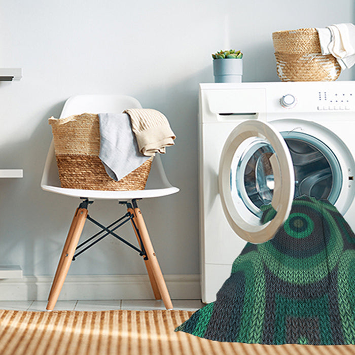 Machine Washable Transitional Dark Slate Grey Green Rug in a Washing Machine, wshpat3156lblu