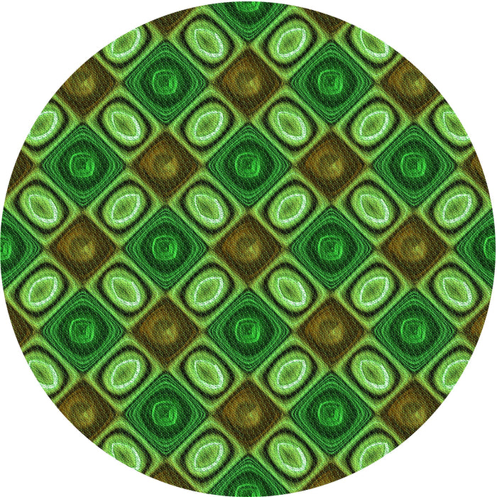 Square Patterned Dark Forest Green Rug, pat3157grn