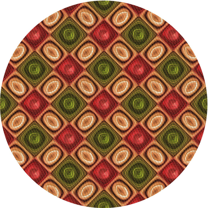 Square Patterned Tomato Red Rug, pat3157org