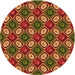 Square Patterned Tomato Red Rug, pat3157org