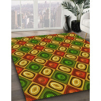 Patterned Saffron Red Rug, pat3157yw