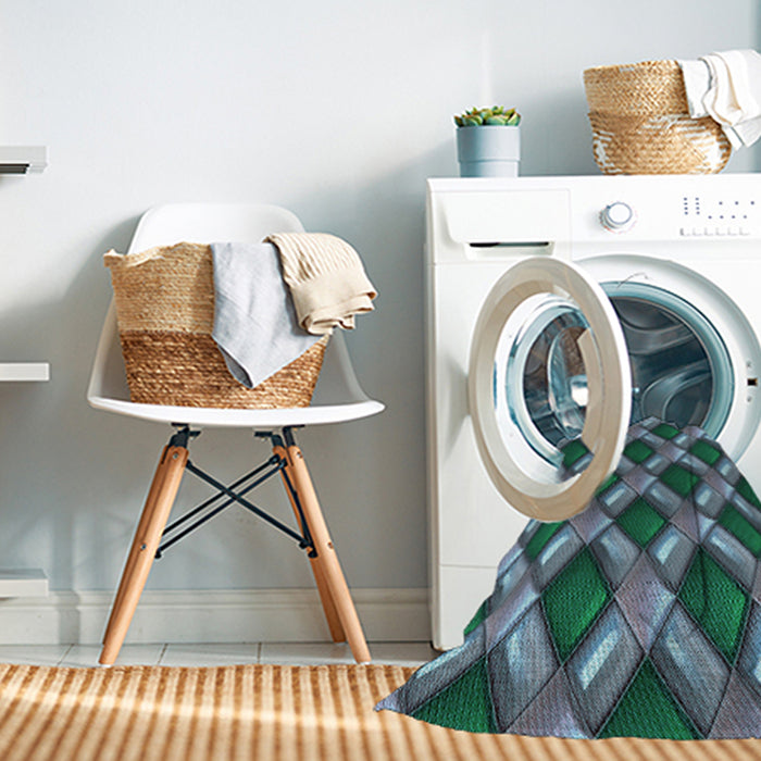 Machine Washable Transitional Blue Moss Green Rug in a Washing Machine, wshpat3158lblu