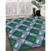 Machine Washable Transitional Blue Moss Green Rug in a Family Room, wshpat3158lblu