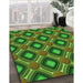 Machine Washable Transitional Dark Forest Green Rug in a Family Room, wshpat3159grn