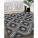 Machine Washable Transitional Black Rug in a Family Room, wshpat3159gry