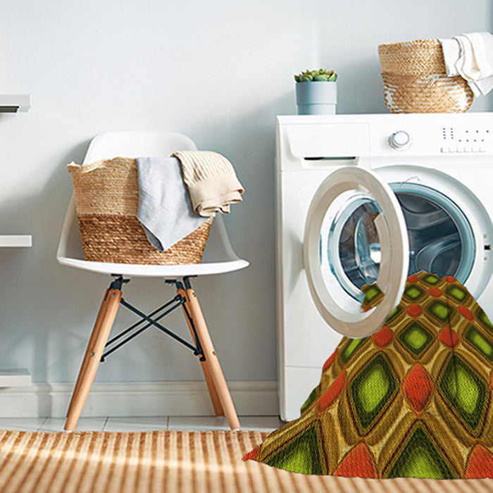 Machine Washable Transitional Saffron Red Rug in a Washing Machine, wshpat3159yw