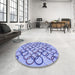 Round Patterned Jeans Blue Rug in a Office, pat316blu