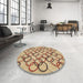 Round Patterned Light Brown Rug in a Office, pat316brn