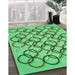 Machine Washable Transitional Dark Lime Green Rug in a Family Room, wshpat316grn