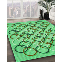 Patterned Dark Lime Green Rug, pat316grn