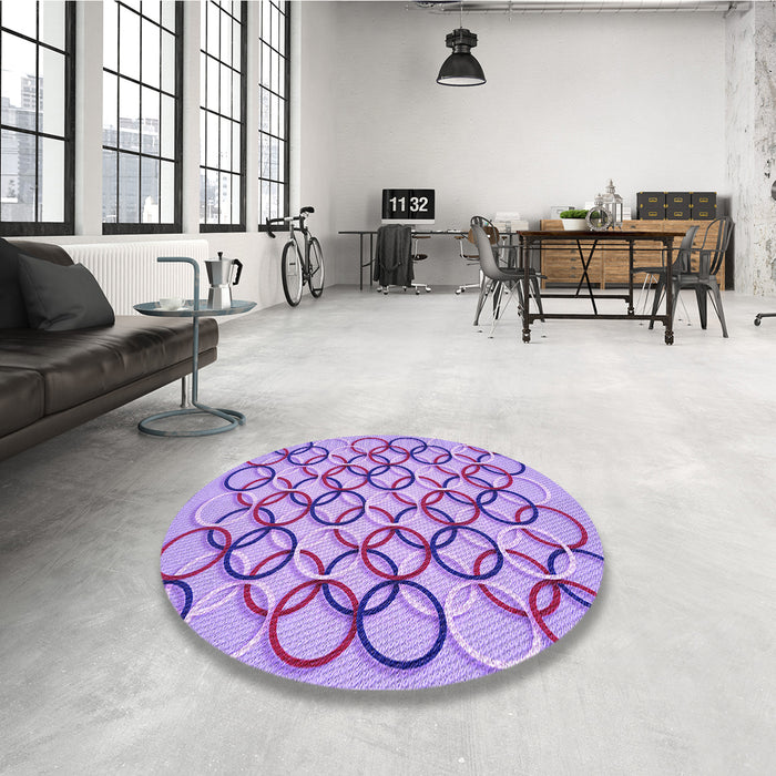 Round Patterned Mauve Purple Rug in a Office, pat316pur
