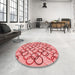 Round Patterned Pastel Pink Rug in a Office, pat316rd