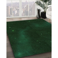 Patterned Deep Emerald Green Rug, pat3160grn