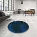 Round Patterned Teal Green Rug in a Office, pat3160lblu