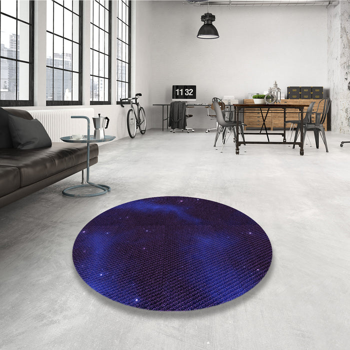 Round Patterned Amethyst Purple Rug in a Office, pat3160pur