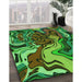 Machine Washable Transitional Dark Forest Green Rug in a Family Room, wshpat3161grn