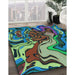 Machine Washable Transitional Emerald Green Rug in a Family Room, wshpat3161lblu