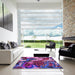 Machine Washable Transitional Purple Rug in a Kitchen, wshpat3161pur