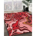 Machine Washable Transitional Cranberry Red Rug in a Family Room, wshpat3161rd