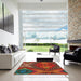 Square Machine Washable Transitional Tomato Red Rug in a Living Room, wshpat3162