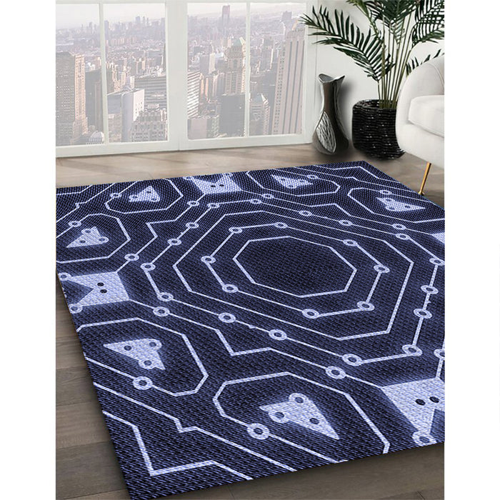 Patterned Periwinkle Purple Rug in Family Room, pat3163blu