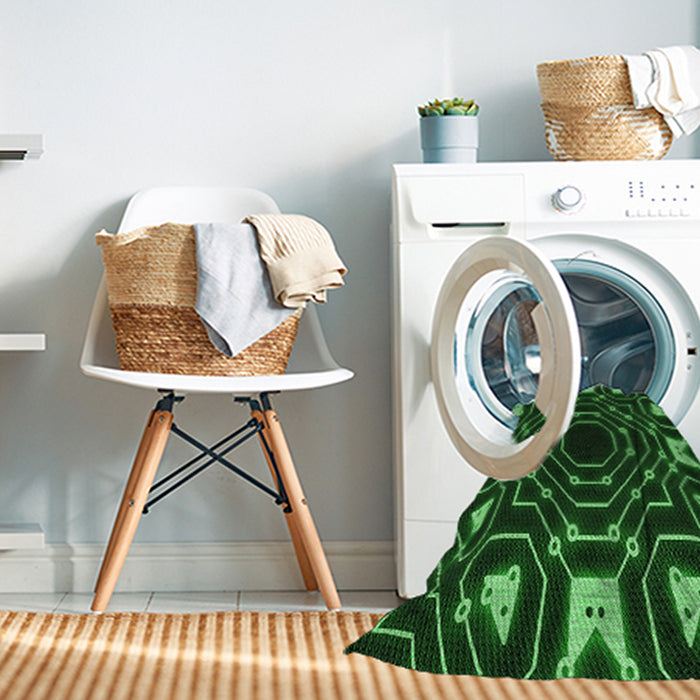 Machine Washable Transitional Deep Emerald Green Rug in a Washing Machine, wshpat3163grn