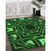 Machine Washable Transitional Deep Emerald Green Rug in a Family Room, wshpat3163grn