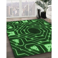 Patterned Deep Emerald Green Rug, pat3163grn