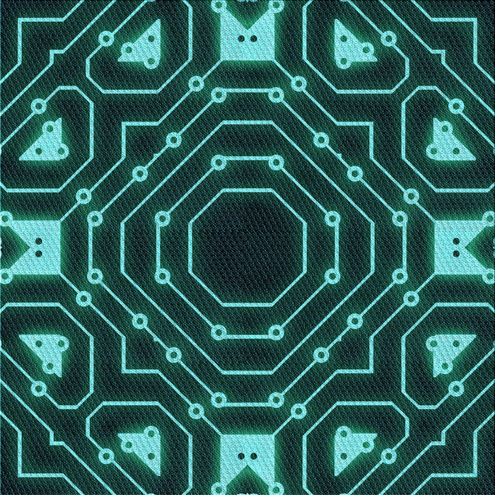 Round Patterned Deep Teal Green Rug, pat3163lblu