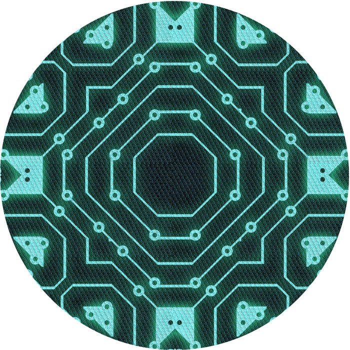 Square Machine Washable Transitional Deep Teal Green Rug in a Living Room, wshpat3163lblu