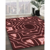 Patterned Cherry Red Rug, pat3163rd