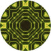 Square Machine Washable Transitional Dark Yellow Green Rug in a Living Room, wshpat3163yw