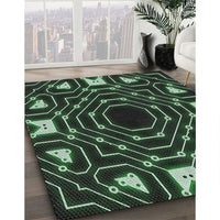 Patterned Green Modern Rug, pat3163