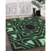 Patterned Green Modern Rug in Family Room, pat3163