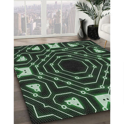 Machine Washable Transitional Green Rug in a Family Room, wshpat3163