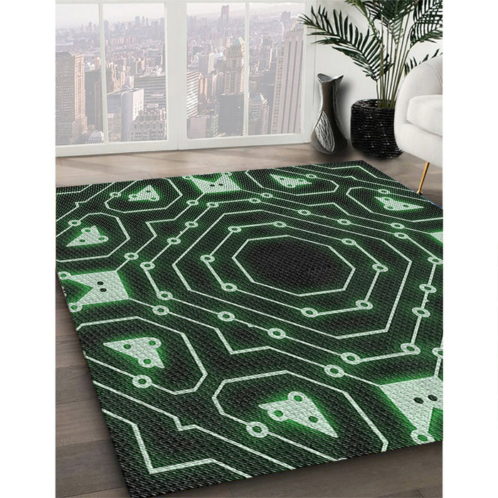 Machine Washable Transitional Green Rug in a Family Room, wshpat3163