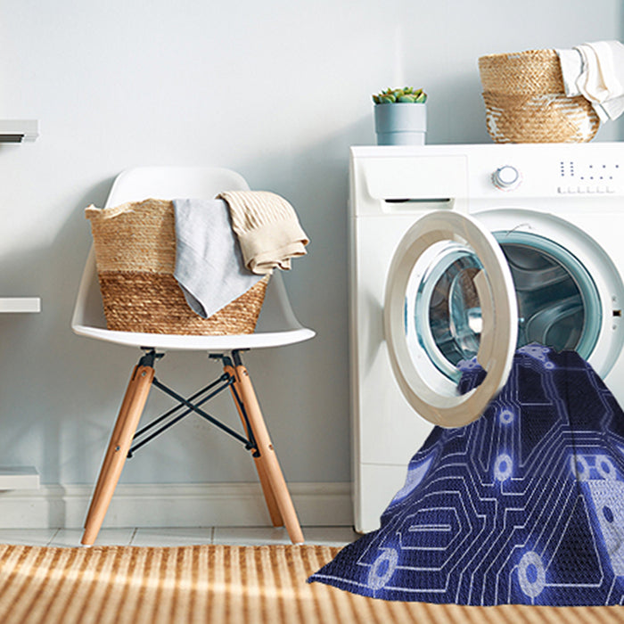 Machine Washable Transitional Midnight Blue Rug in a Washing Machine, wshpat3164blu