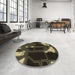 Round Patterned Brown Rug in a Office, pat3164brn