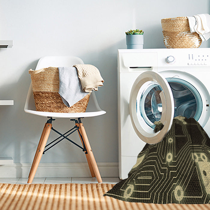 Machine Washable Transitional Brown Rug in a Washing Machine, wshpat3164brn