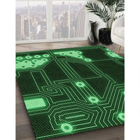 Patterned Dark Forest Green Rug, pat3164grn