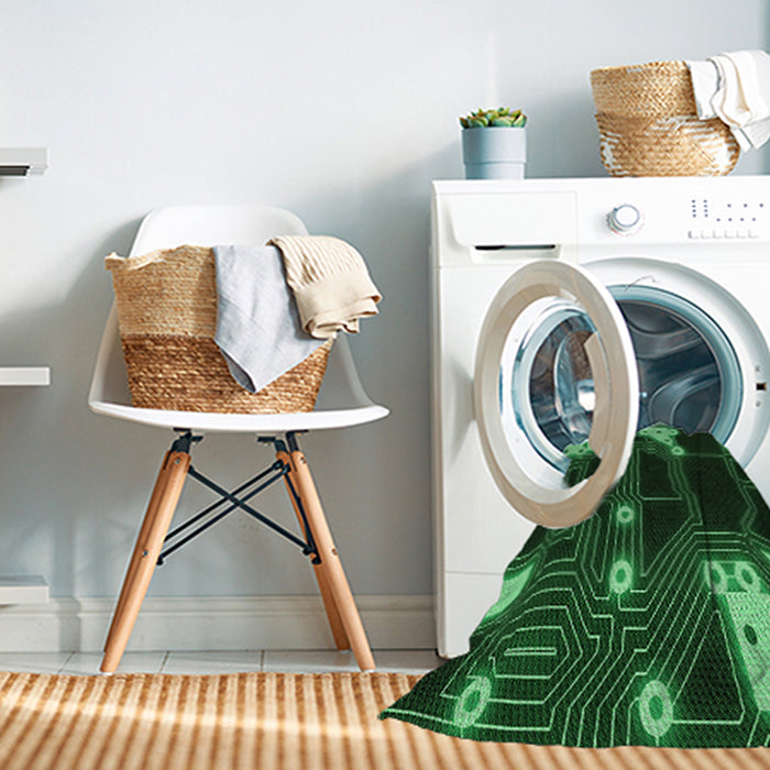 Machine Washable Transitional Dark Forest Green Rug in a Washing Machine, wshpat3164grn