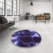 Round Patterned Medium Slate Blue Rug in a Office, pat3164pur