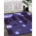 Machine Washable Transitional Medium Slate Blue Rug in a Family Room, wshpat3164pur