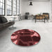 Round Patterned Red Rug in a Office, pat3164rd