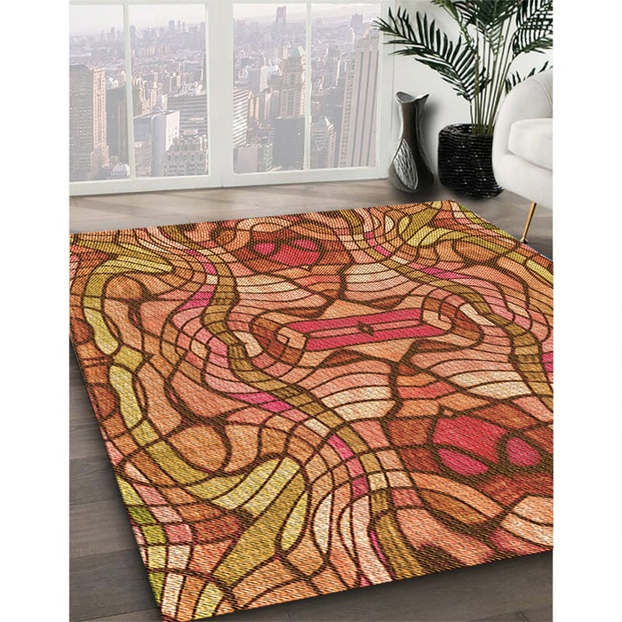 Machine Washable Transitional Orange Rug in a Family Room, wshpat3165org