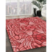 Patterned Red Rug in Family Room, pat3165rd