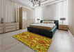 Patterned Mahogany Brown Rug in a Bedroom, pat3165yw