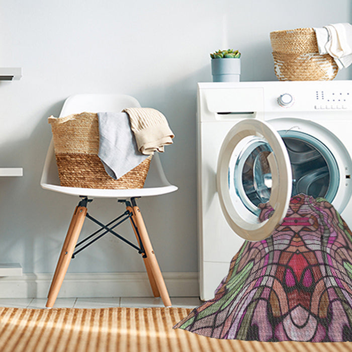 Machine Washable Transitional Velvet Maroon Purple Rug in a Washing Machine, wshpat3165