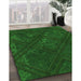 Machine Washable Transitional Green Rug in a Family Room, wshpat3166grn